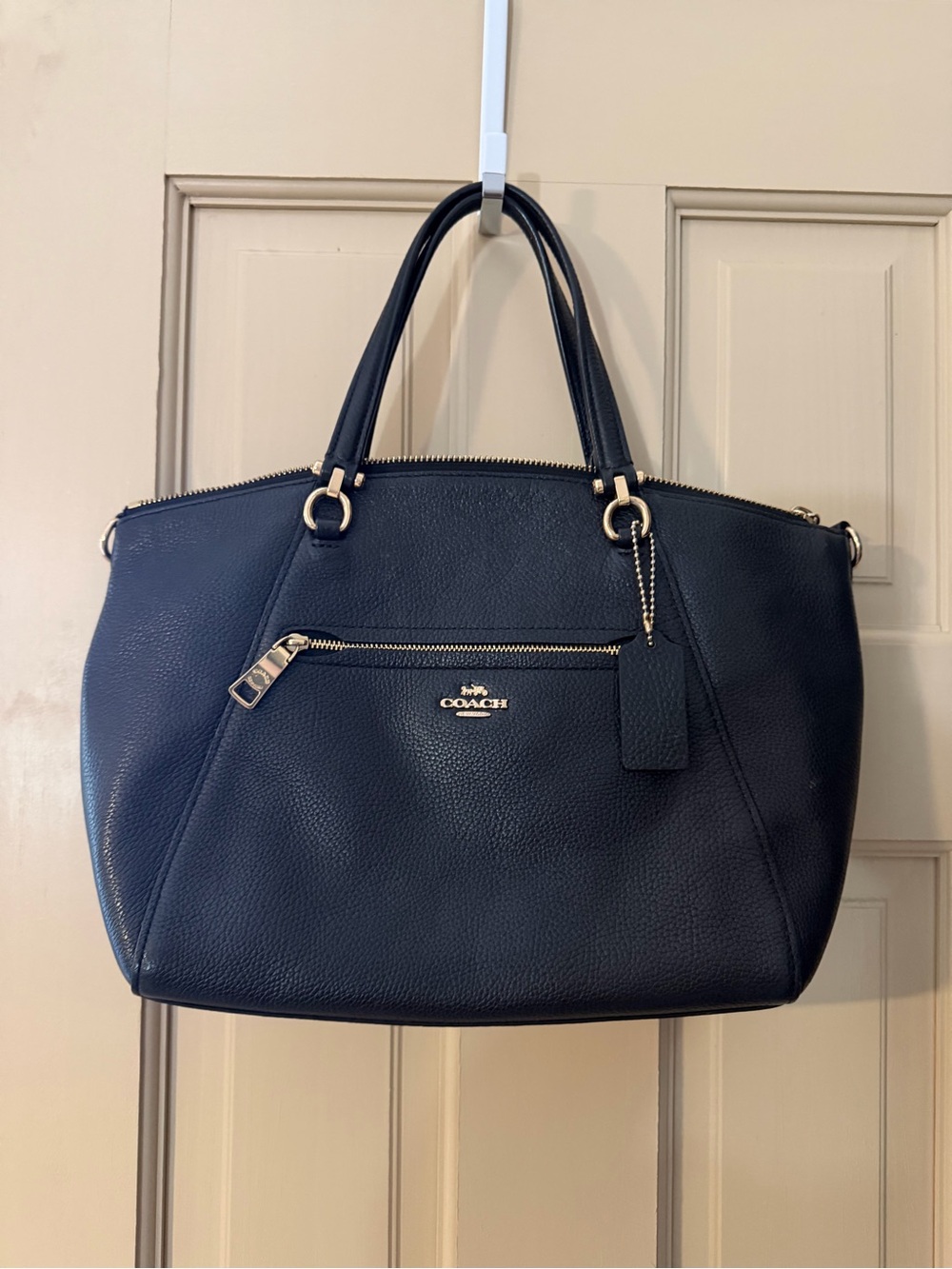 Coach Black Pebbled Leather Satchel with Gold Hardware